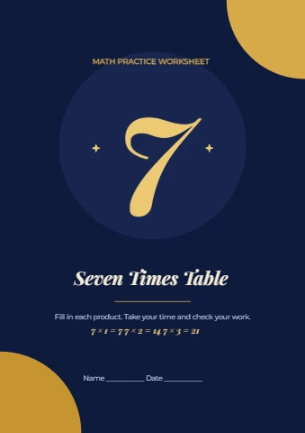 Seven Times Table Practice Sheet