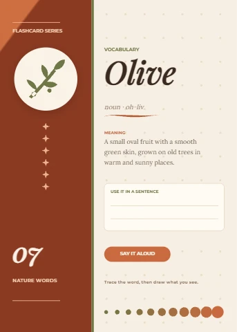 Olive vocabulary flashcard