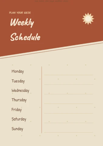 Hand-drawn weekly schedule planner