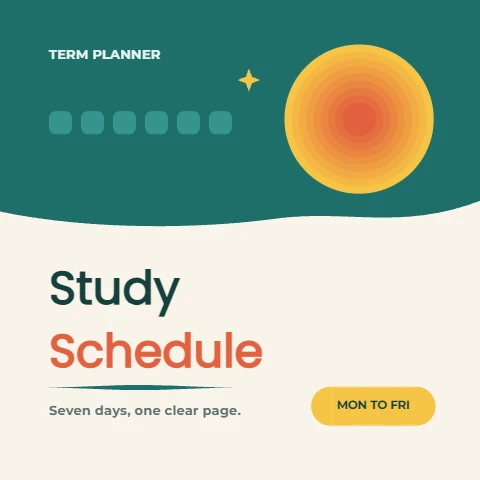 Study Schedule Worksheet, Nordic Sun