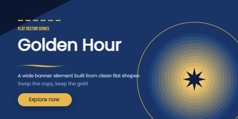 Golden hour flat banner
