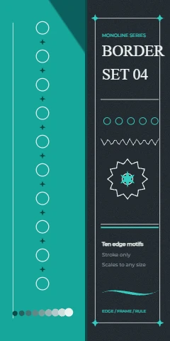 Monoline border set in teal and charcoal