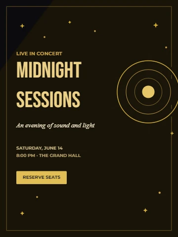 Black and gold concert night flyer