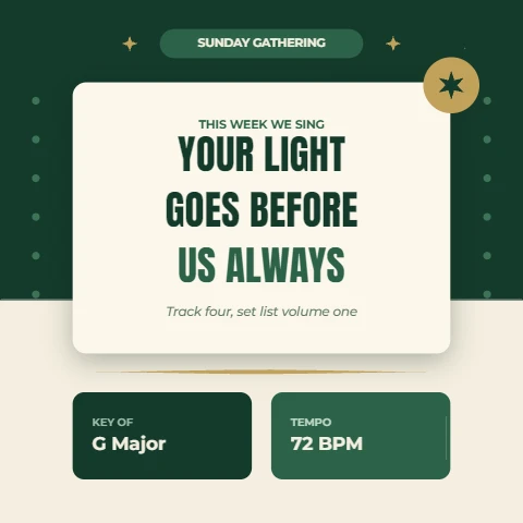 Forest green worship lyric card