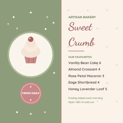 Sweet Crumb Bakery Menu