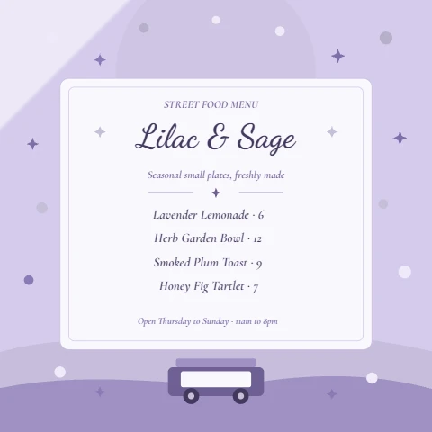 Lilac & Sage Food Truck Menu