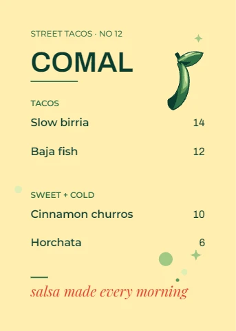 Kernel Charcoal Street Corn Truck Menu