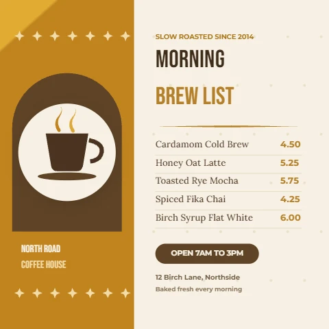 North Road Cafe brew list