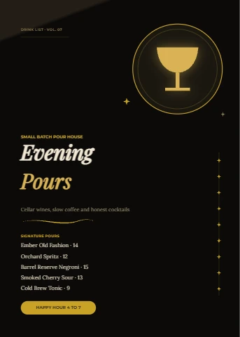 Rustic gold drink list