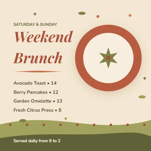 Weekend Brunch Menu, Warm & Scandi