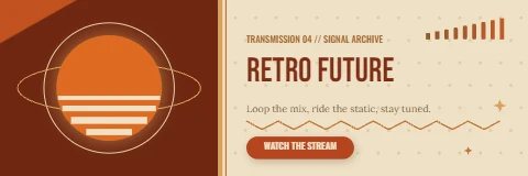 Retro Future stream panel with a striped sun