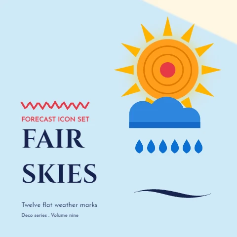 Deco weather icons, sun and rain