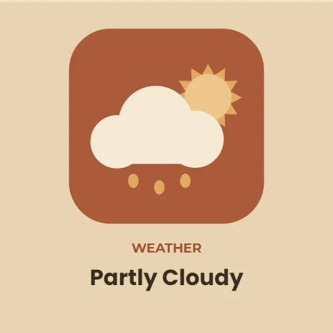 Partly Cloudy, Vintage Tan Weather Icon