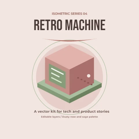 Retro Machine isometric tech scene