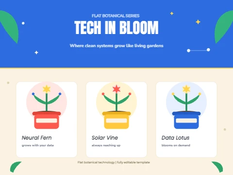 Tech in Bloom, a flat botanical technology card set