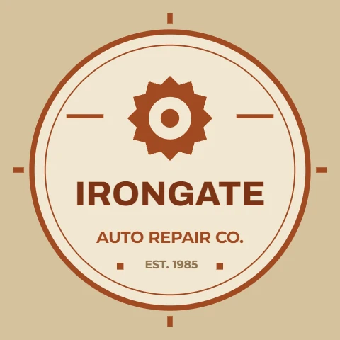 Gear badge for an auto repair shop