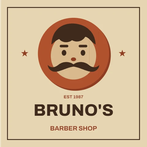 Bruno the barber mascot badge
