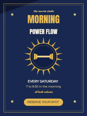 Sunrise Power Flow retro fitness poster