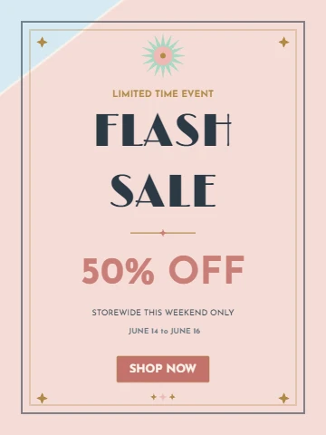Art Deco Flash Sale Poster in Pastel Blush and Mint