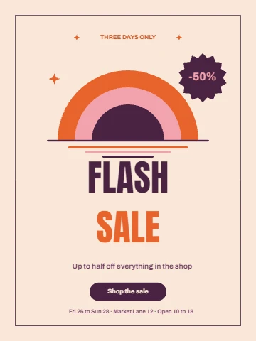 Retro sunset flash sale poster
