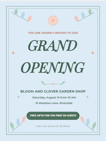 Blooming grand opening poster