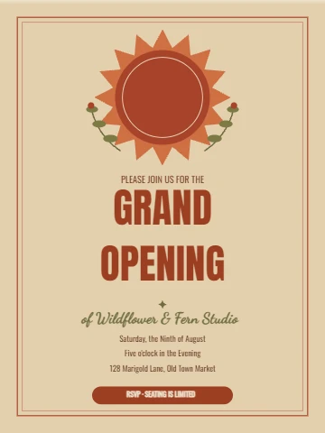 Grand Opening Retro Sun Poster