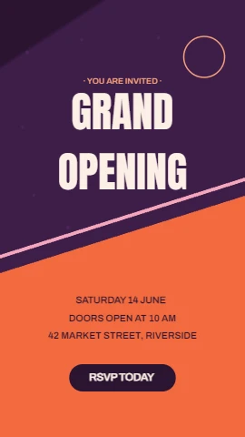 Grand Opening Retro Poster, Diagonal Sunset Block