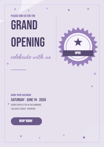 Vintage Grand Opening Poster in Lavender