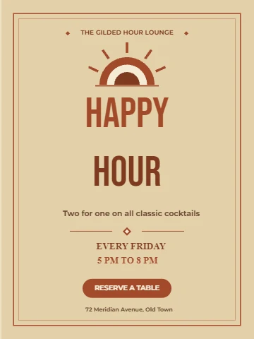 Gilded hour deco happy hour poster