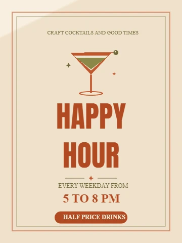 Happy Hour Cocktail Promo Poster