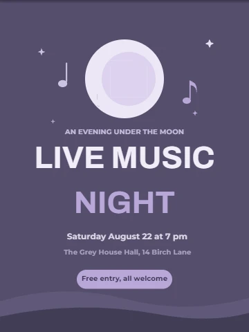 Moonlit live music night poster