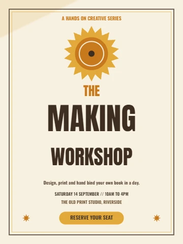 Hands on maker workshop retro poster