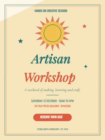 Artisan Workshop retro sun poster