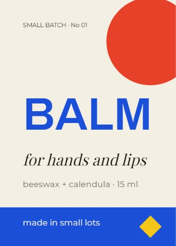 Balm Cosmetic Label, Pop Primary Shapes