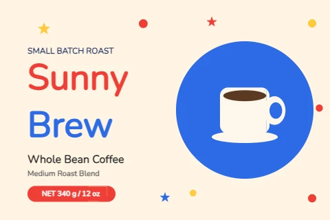 Sunny Brew Playful Coffee Bag Label