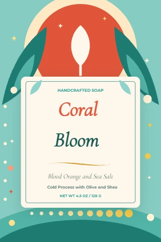 Coral Bloom botanical soap label
