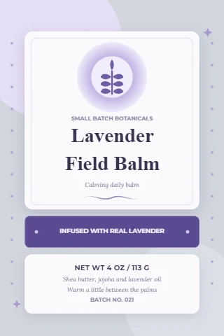 Lavender field balm jar label