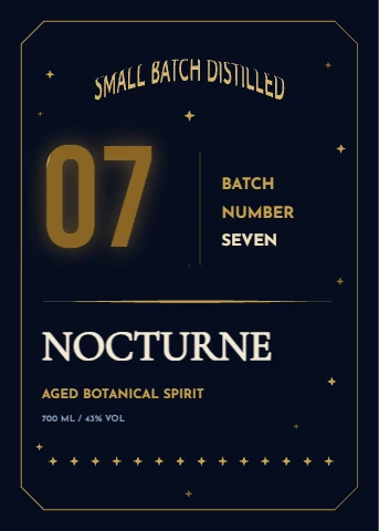 Navy and gold deco bottle label