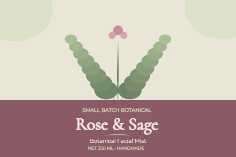 Rose and Sage botanical bottle label