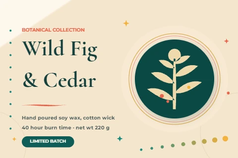 Wild Fig botanical candle label