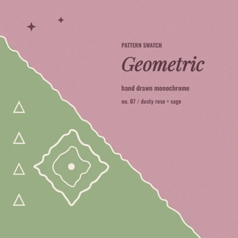 Geometric Hand Drawn Pattern in Rose and Sage