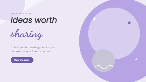 Ideas Worth Sharing Lavender Pitch Deck Opener