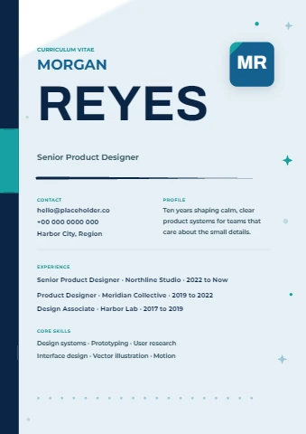 Big Name Resume in Ocean Blue
