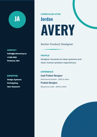 Bold Sidebar Resume in Ocean Blue