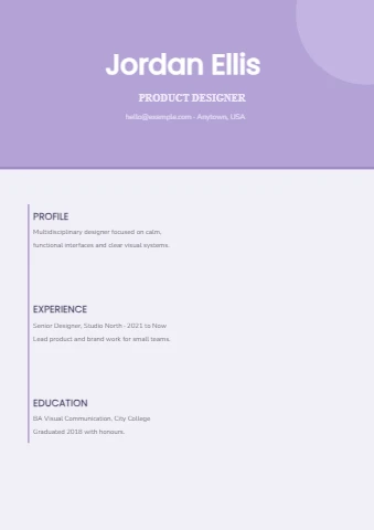 Scandinavian Lavender Resume