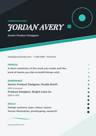 Diagonal Teal Resume