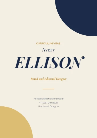 Elegant Serif Resume with a Big Navy Name