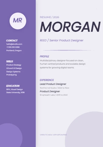 Modern Lavender Sidebar Resume