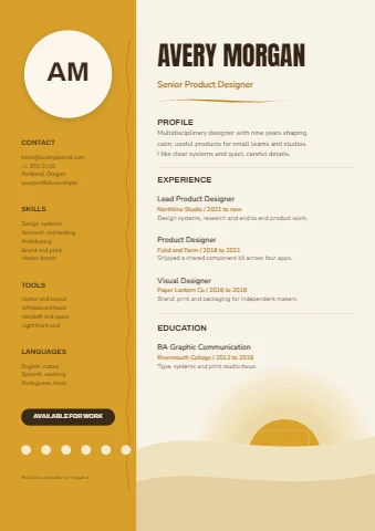 Mustard Sidebar Two Column Resume