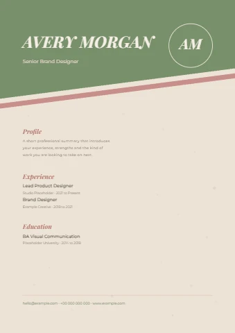 Elegant Serif Resume in Dusty Rose and Sage